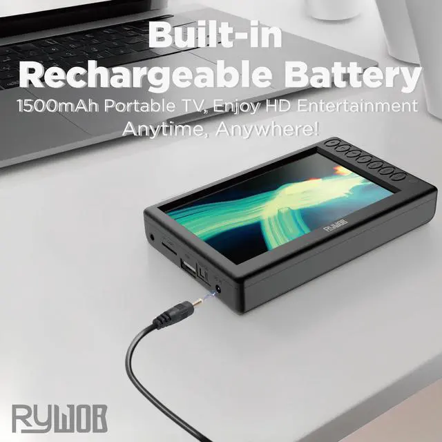 Alt view image 6 of 6 - 5" Portable Digital TV,Mini ATSC Battery Operated TV with Stand | Supports TF Card/USB playback,Rechargeable Battery for 1800mAh,built-in FM radio and two speakers,Mini tv for Campig,Car