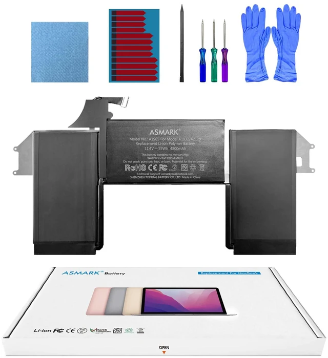 Main image of Battery Replacement for MacBook Air A2179(2020) 13-inch A1965 Battery | 11.4V 4800mAh 55Wh, EMC 3302, up to 1000 cycles, tool kit, installation guide