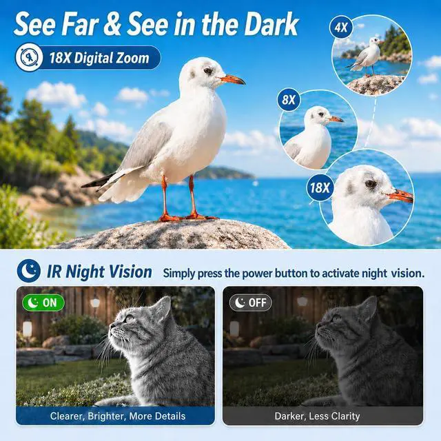 Alt view image 3 of 6 - 8K Video Camera, 48MP Vlogging Camcorder With IR Night Vision for Youtubers | WiFi,3" Touch Screen, 18X Digital Zoom, Fill Light, Microphone, Stabilizer, Remote Control, 2 Batteries