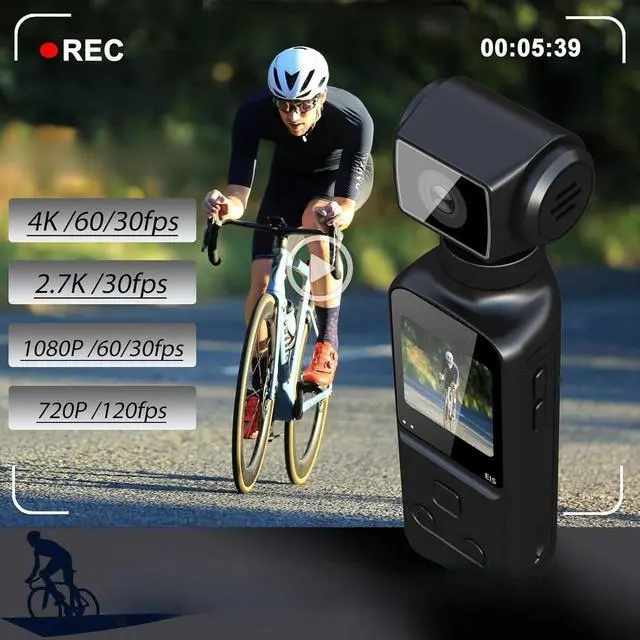 Alt view image 5 of 6 - 4K Pocket Body Camera with Audio & Video Recording, EIS Stabilization | 270° Rotating Len, Handheld POV Cameras with External Microphone, Vlogging Camera for Travel, Meeting, Daily Use(32GB)