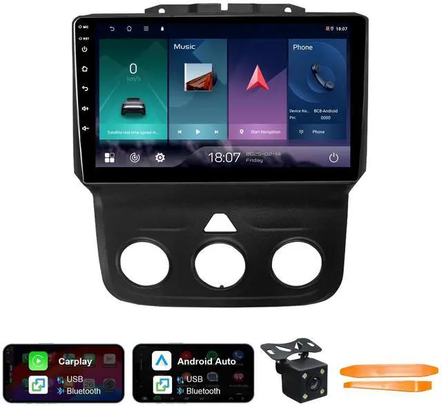 Main image of Car Stereo Compatible with 2013-2019 Dodge RAM 1500 2500 3500 9inch | Wireless CarPlay,Android Auto,GPS,Touchscreen,Plug-and-Play,Bluetooth,Backup Camera,WiFi,Android 12,2+32G(Only fit Manual AC)