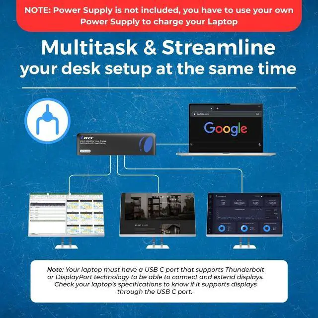 Alt view image 3 of 6 - USB C Docking Station Triple Monitor (MST, No Drivers, Windows) 3 Monitor Dock with 4K@60Hz 4:4:4 - SplitXtend Laptop Dock with 2 HDMI & DisplayPort, 85W PD, Ethernet, USB, SD/TF | Laptop Docking Stat