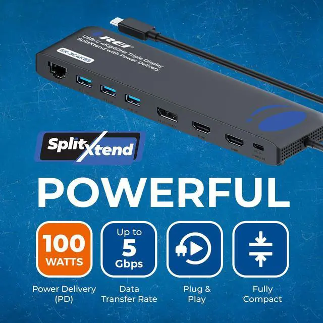 Alt view image 4 of 6 - USB C Docking Station Triple Monitor (MST, No Drivers, Windows) 3 Monitor Dock with 4K@60Hz 4:4:4 - SplitXtend Laptop Dock with 2 HDMI & DisplayPort, 85W PD, Ethernet, USB, SD/TF | Laptop Docking Stat