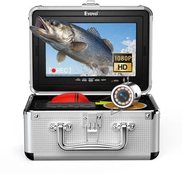 Main image of 7" 1080P Underwater Fishing Camera DVR, IR Fish Finder w/ 15M Cable | 1024x600 IPS Screen, 12 IR LEDs, 8GB Card, 4500mAh 8H Low-Temp Battery, Waterproof for Boat, Lake & Ice Fishing