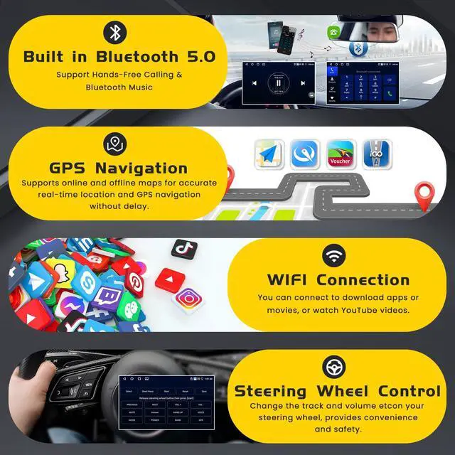 Alt view image 4 of 5 - Car Stereo for Chevrolet Silverado Tahoe Suburban GMC Yukon 2007-2012 | 9 Inch HD Touch Screen with 4+64GB storage, Silverado Radio with CarPlay Android Auto WiFi GPS Bluetooth FM/RDS 32EQ SWC