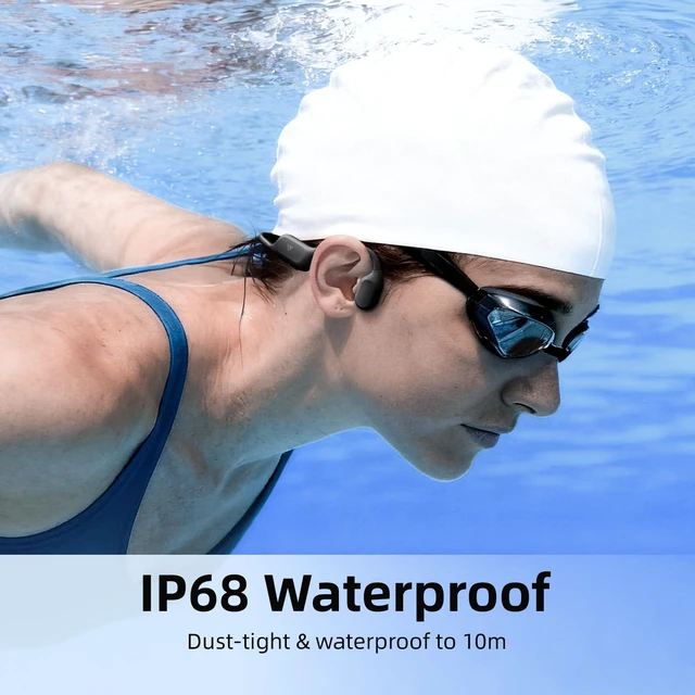 Alt view image 2 of 6 - Bone Conduction Swimming Headphones, IP68 Waterproof, 32GB MP3 | Bluetooth 6.0, 23g lightweight fit, TÜV-certified 10m waterproof, rear safety LED, ideal for swimming, running & workouts