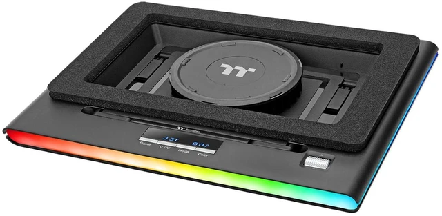 Main image of Massive EXTREME Notebook Cooler; Laptop up to 18in; 800~3500 RPM; 48.5 CFM; 120mm Cross Flow Fan; Ambient Temp Sensor; PWM Scroll Wheel; 2 Stage Height & Angle Adjustment; CL-N023-PL12SW-B
