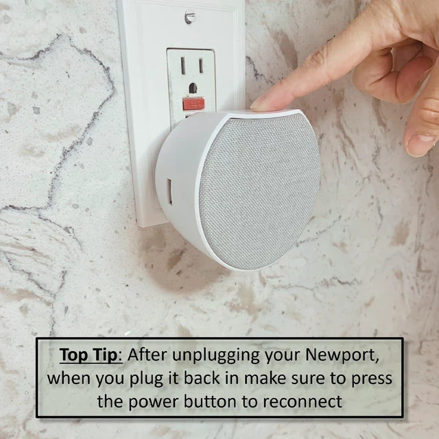 Alt view image 5 of 6 - Newport Plug-in Outlet Speaker with Bluetooth 5.1 and Built-in USB Type-A Charging Port (Light Gray/White)