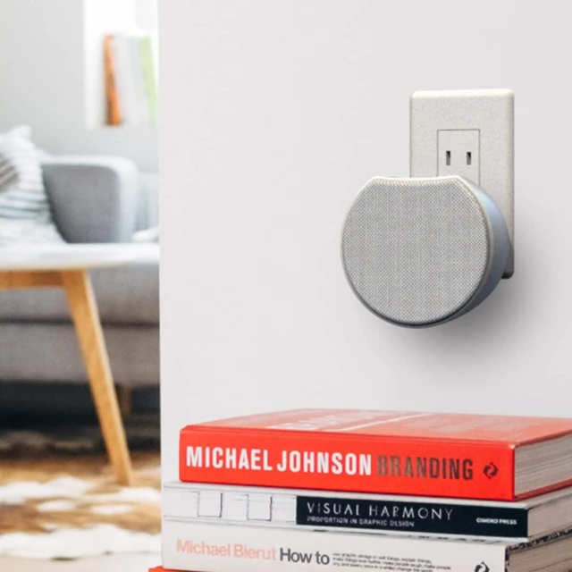 Alt view image 6 of 6 - Newport Plug-in Outlet Speaker with Bluetooth 5.1 and Built-in USB Type-A Charging Port (Light Gray/White)