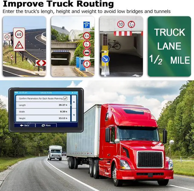 Alt view image 4 of 6 - 7" GPS Navigator for Car Truck RV, Car GPS Navigation System with 2026 Maps, Free Updates, Voice Guidance, Speed & Red-Light Camera Alerts, Custom Truck Routing, HD Touchscreen