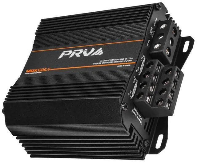 Main image of MDX1200.4 1 Ohm Mini 4 Channel Car Audio Amplifier 4 x 300 Watts RMS at 1 Ohm - 1200 Watt 12 Volts Bridgeable Amp for Powersports, Motorcycles, ATV, for High Power Stereo Speaker Systems