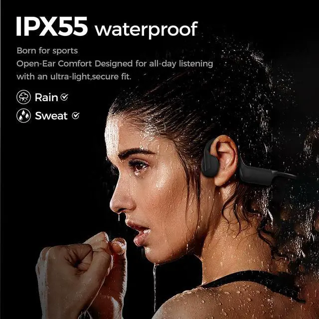 Alt view image 3 of 6 - Bone Conduction Headphones, Wireless Bluetooth Open-Ear Sports Headphones with Mic, Type-C Quick Charging Long Battery Life, Upgrade Waterproof Earphones for Running, Walking, Cycling, Workout, Gift
