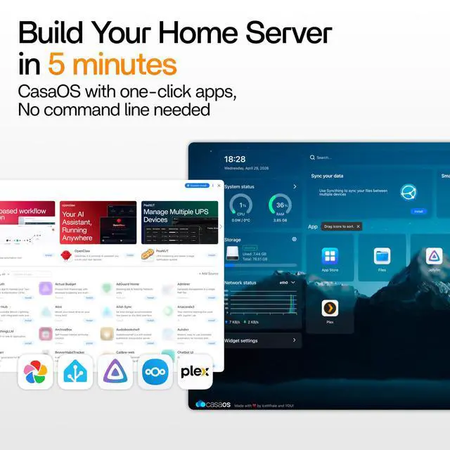 Alt view image 3 of 6 - 7700 Home Server Starter Kit, Intel Quad-Core, 16GB RAM | 32GB eMMC, Open x86 Platform, Docker Ready, Self-Hosting, PCIe Expansion, Quiet Low Power, Remote Access, 4K Media Server