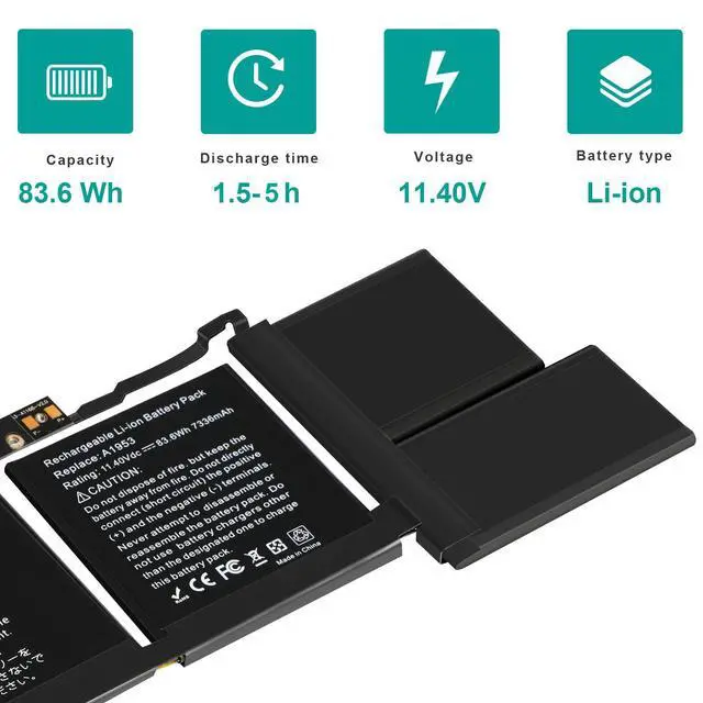 Alt view image 2 of 3 - Battery for MacBook Pro 15 Inch A1990 (Mid 2018 2019), Laptop Battery Replacement Model A1953 Battery EMC 3215 3359 7400mAh (Upgraded 6.2 Versions)