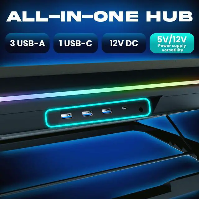 Alt view image 5 of 6 - Turbofrost MAX Gaming Laptop Cooling Pad, Patented TurboFan XL | Smart Inlay for direct airflow, dual USB-C/DC power, 3 extra USB ports, up to 17.3in, LCD, RGB, Adjustable Speed