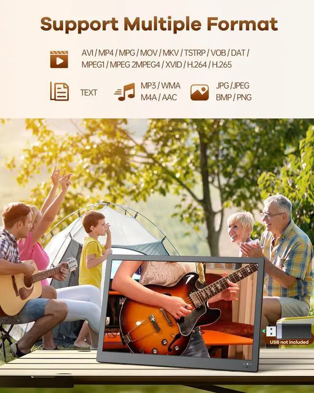 Alt view image 4 of 6 - 17.2" Portable TV with Antenna, 7000mAH Built-in Powered TV | Support USB/HDMI/AV Input, 12V Small TV for Camping Kitchen Bedroom Patio RV Car Power Outage