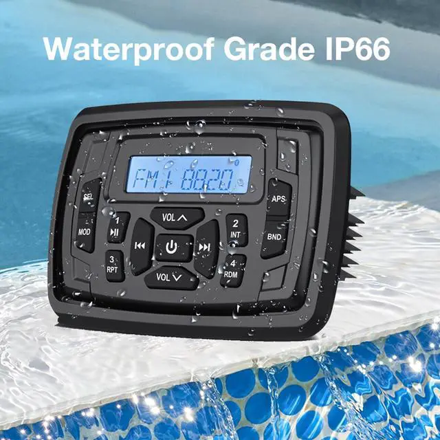Alt view image 2 of 6 - Marine Audio System Waterproof Bluetooth FM/AM Radio Stereo Receiver with 4 inch Boat Speakers and Antenna Ready for ATV, UTV, RV, Yacht