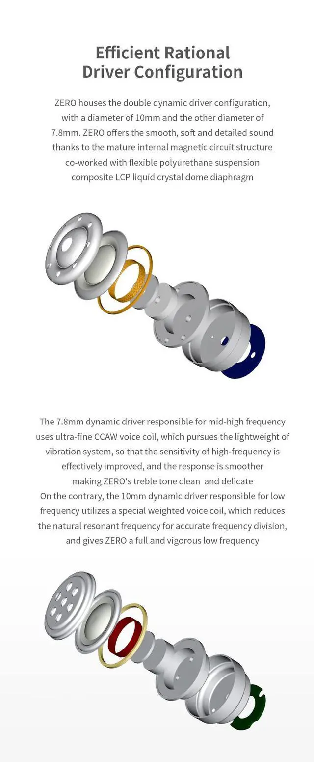 Alt view image 6 of 6 - x Crinacle Zero Dual Dynamic Drivers HiFi Wired Earbuds in-Ear Headphone Gaming Earbuds