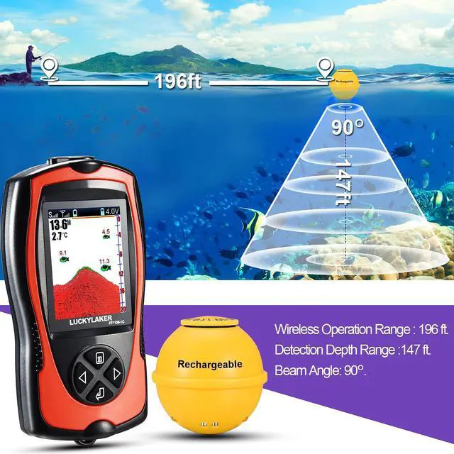 Alt view image 3 of 6 - Sonar Kayak Fish Finder Portable Water Handheld Depth Finder Boat Transducer Wireless Fish Finders Sea LCD Screen Fishing