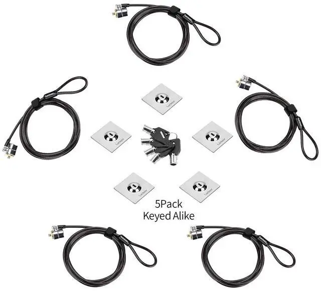 Main image of 5Pack Laptop Cable Lock Hardware Security Cable Lock Anti Theft 5Keys 6.7Ft Compatible for Laptops, Tablet,Out Door TV& Other Devices Longer Cable (keyed Alike)