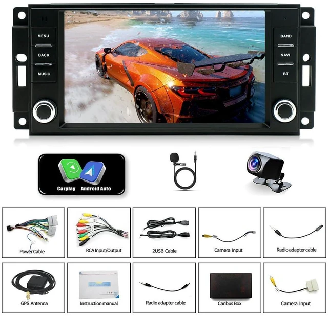 Alt view image 6 of 6 - 7" Double Din Car Radio Stereo for Dodge Grand Caravan 2008-2020 / Dodge Nitro 2007-2012 Android 13 with Wireless & Wired Carplay Android Auto,GPS Navigation/SWC/Backup Camera+MIC