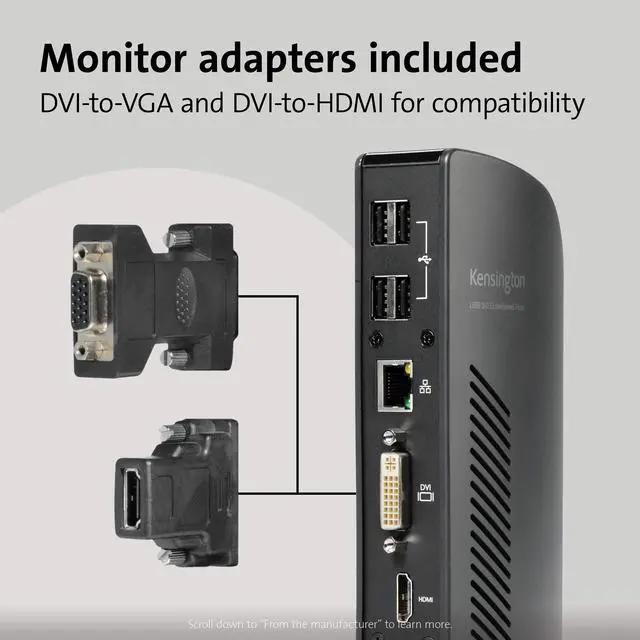 Alt view image 5 of 5 - USB 3.0 Dual Display Docking Station for MacBooks, Windows and Surface (K33972US) | For MacBooks, Windows, and Surface, dual monitor support, reliable USB 3.0 connection