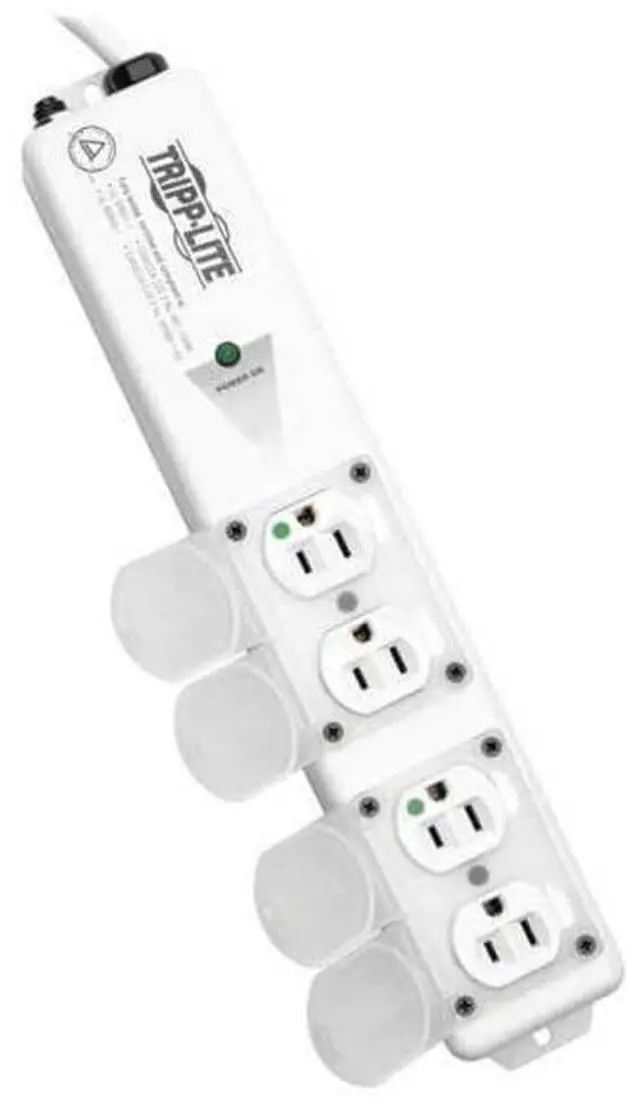 Main image of Safe-IT Hospital-Grade Power Strip for Patient-Care Vicinity, 4 15A HG Outlets, UL 60601-1 Compliant, 6 Foot / 1.8M Cord, Outlet Safety Covers, White (PS-406-HGULTRA)
