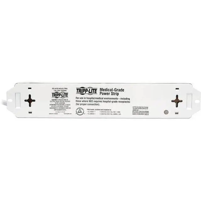 Alt view image 5 of 6 - Safe-IT Hospital-Grade Power Strip for Patient-Care Vicinity, 4 15A HG Outlets, UL 60601-1 Compliant, 6 Foot / 1.8M Cord, Outlet Safety Covers, White (PS-406-HGULTRA)