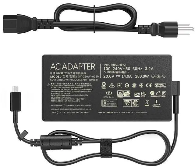 Main image of 280W Laptop Charger Compatible with ASUS ROG Strix G18 G16 (2025) G815 G615, TUF Gaming F16 FX608, Zephyrus G14 G16, 20V 14A Replacement Power Adapter, Fits ADP-280BB B Rectangle Conn Tip
