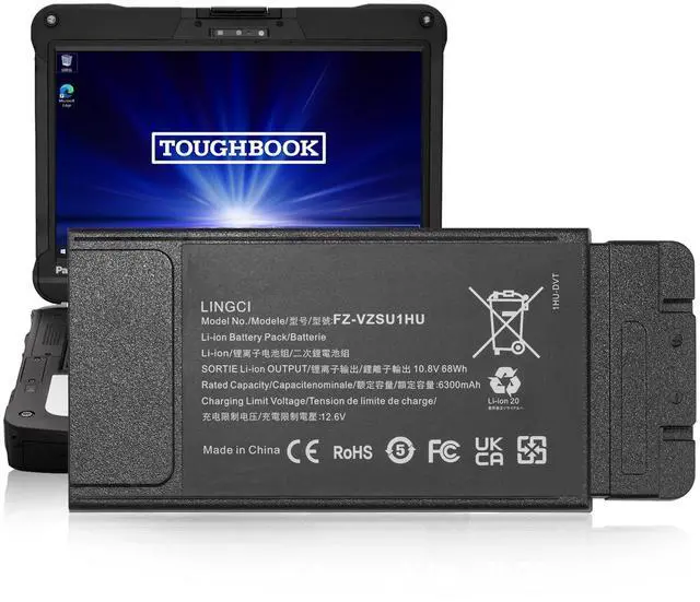 Main image of FZ-55 Battery, FZ-VZSU1HU Battery Replacement for Panasonic Toughbook 55 FZ-55 Mk1 FZ-VZSU1 10.8V 68Wh 6300mAh Li-Polymer (Not Suitable for CF-54)
