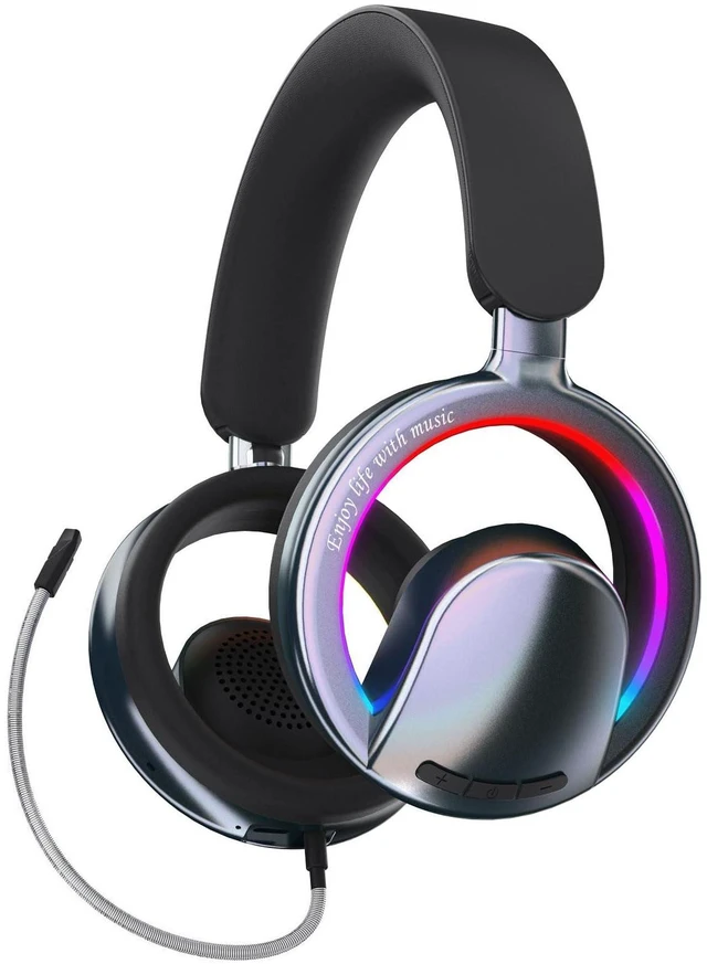Main image of Open Ear Open-Back Headphones Wireless Bluetooth Gaming Headset with Mic for PC Switch Xbox One PS4 PS5, 3.5mm Wired Breathable Lightweight Over Ear Headphones with Microphones Adjustable RGB Light