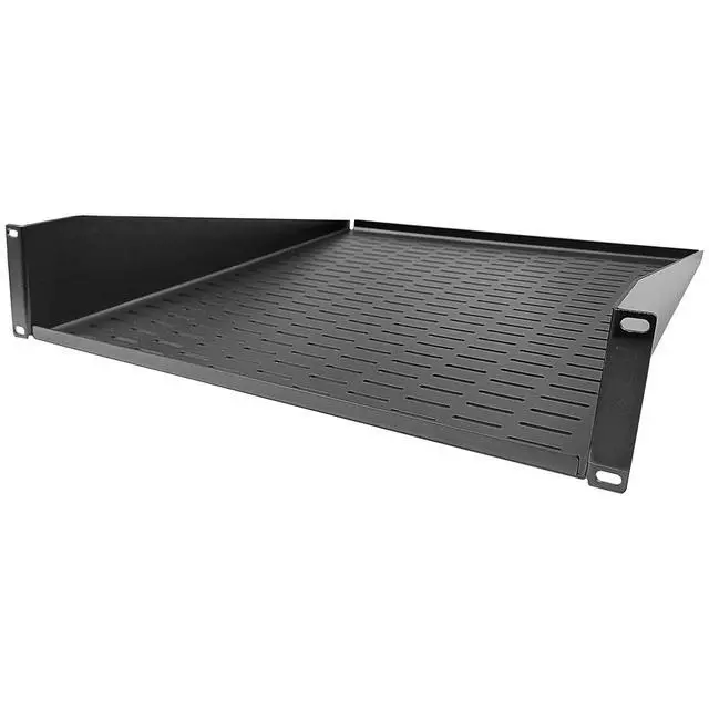 Alt view image 2 of 6 - AxcessAbles 2U Vented Rack Shelf - 2 Pack | Rack Trays for 19 Inch Equipment Rack Cabinets | 18" Deep Rackmount Shelf with Lips | 50lb Capacity (2-Pack)