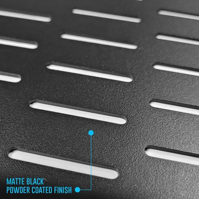 Alt view image 4 of 6 - AxcessAbles 2U Vented Rack Shelf - 2 Pack | Rack Trays for 19 Inch Equipment Rack Cabinets | 18" Deep Rackmount Shelf with Lips | 50lb Capacity (2-Pack)