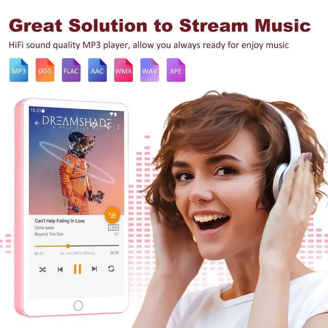 Alt view image 3 of 6 - 144GB MP3 Player with Bluetooth and WiFi, Android 13 MP3 MP4 Players with 4" Touchscreen and Speaker, MP3 Music Players with Spotify, Audible, Amazon Music, Play Store (Pink)