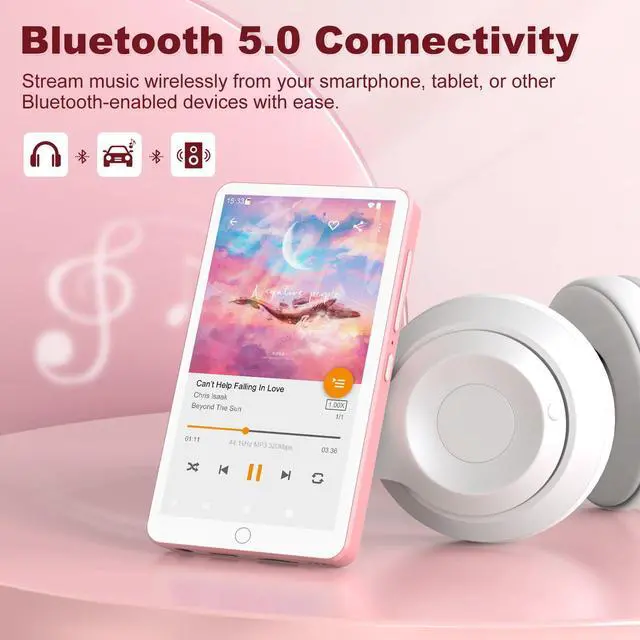 Alt view image 4 of 6 - 144GB MP3 Player with Bluetooth and WiFi, Android 13 MP3 MP4 Players with 4" Touchscreen and Speaker, MP3 Music Players with Spotify, Audible, Amazon Music, Play Store (Pink)