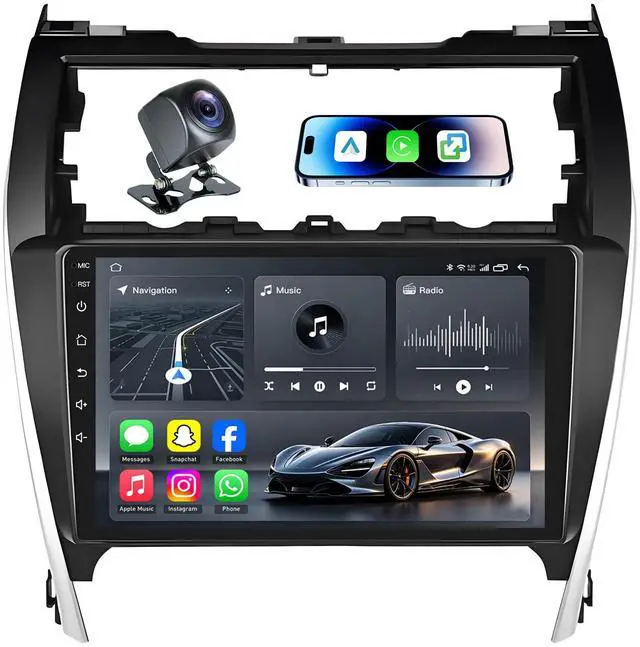 Main image of 8-Core Android 15 Car Radio for Toyota Camry 2012 2013 2014: 10Inch 1280×720 Touchscreen Stereo, Wireless CarPlay & Android Auto, GPS Navigation, Bluetooth, 5GHz WiFi, FM, Backup Camera, Split Screen