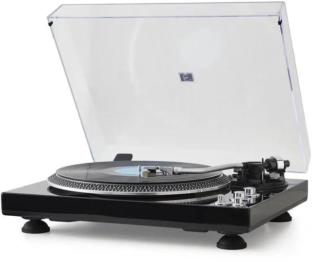 Main image of Hi-Fi Belt-Drive Turntable with Premium Cartridge, Pitch Control ±10%, Auto-Return Tonearm, 2-Speed 33/45 RPM Vinyl Player, Glossy Black Finish