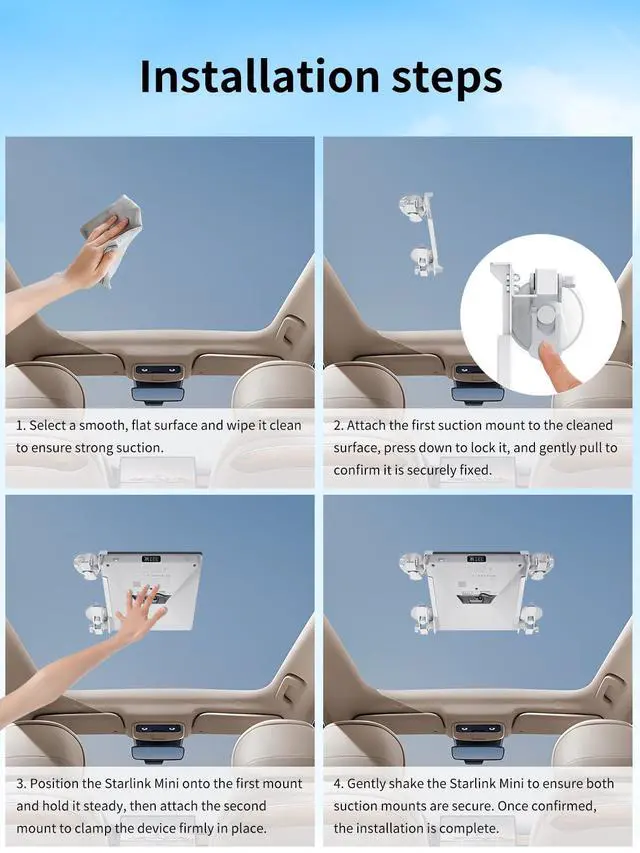 Alt view image 6 of 6 - Starlink Mini Car Suction Cup Mount with Large Suction Cup, 180° Rotatable | Metal Mount for Car Roof, Windows, Strong Grip for Stable Satellite Signal on RVs, Boats, and Road Trips