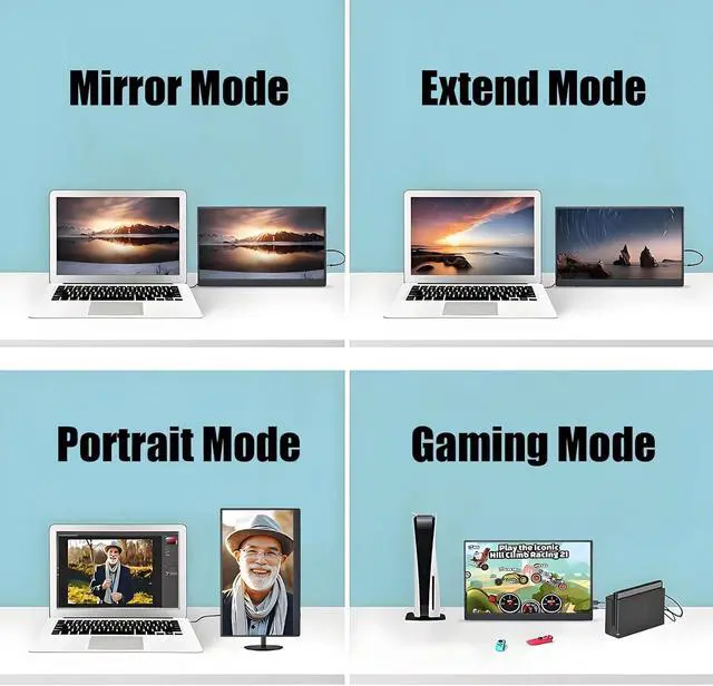 Alt view image 6 of 6 - Portable Monitor 16" 165Hz 1920x1200P 133% sRGB 16:10 FHD HDR Mini HDMI USBC Gaming Monitor Supports VRR with FreeSync, Speakers, VESA, External Second Screen for Laptop, PS,Mac, Xbox,Switch2