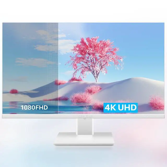 Alt view image 2 of 6 - Thinlerian 27 Inch 4K UHD 3840 x 2160 Computer Monitor, IPS Display, Ultra-Thin Bezel, HDMI, DisplayPort, VESA, Build-in Speakers, PC Monitor for Design, Work, Gaming, White