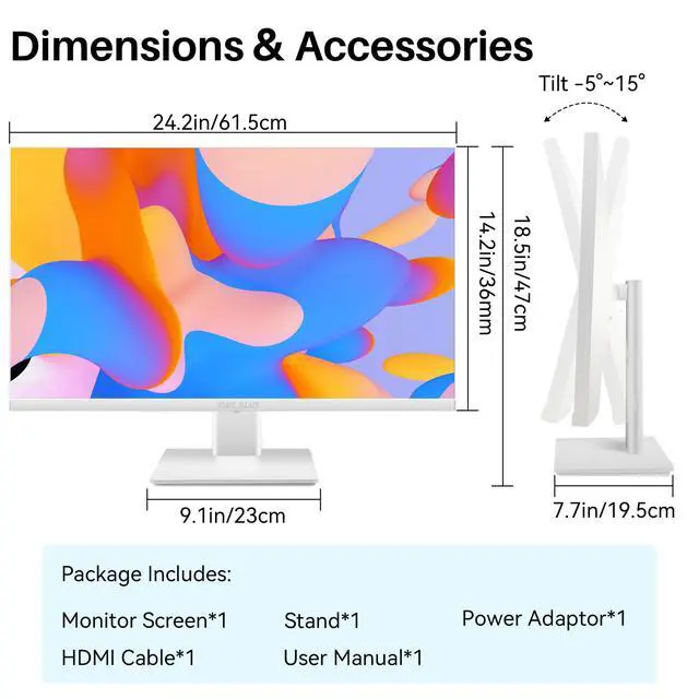 Alt view image 6 of 6 - Thinlerian 27 Inch 4K UHD 3840 x 2160 Computer Monitor, IPS Display, Ultra-Thin Bezel, HDMI, DisplayPort, VESA, Build-in Speakers, PC Monitor for Design, Work, Gaming, White