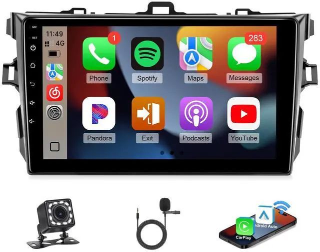 Main image of Double Din Linux Radio for Toyota Corolla 2008 2009 2010 2011 2012 | (Non Fit J.B.L)Fast Boot 9inch IPS Touchscreen for Corolla with Carplay/Android Auto/Bluetooth/FM/Mirrorlink/SWC/Camera