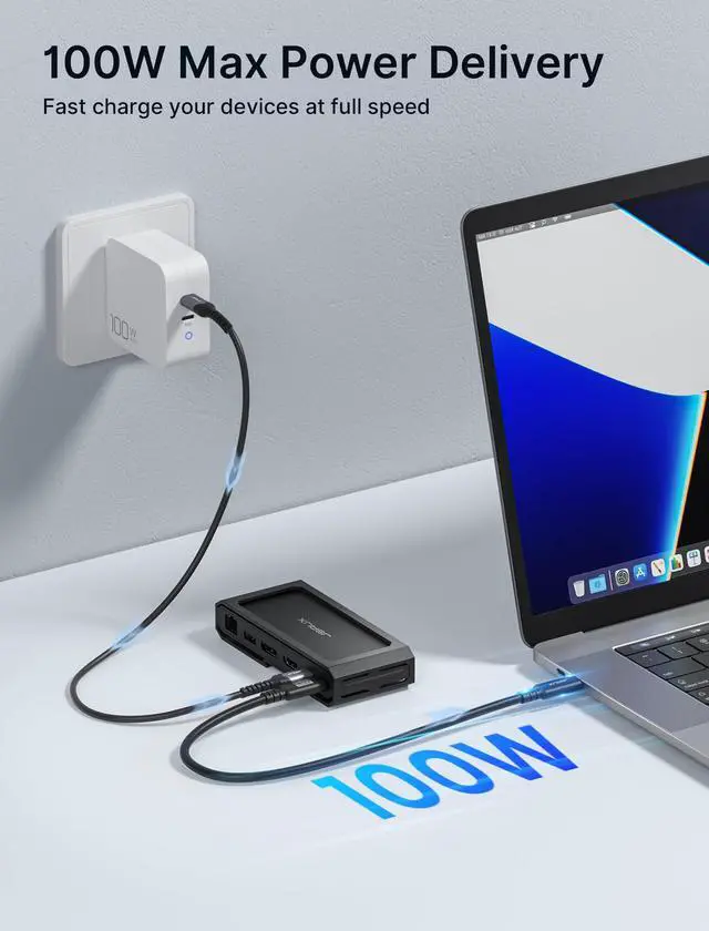 Alt view image 3 of 6 - 11 in 1 USB C Docking Station for Handheld Gaming, 8K HDMI and DisplayPort, 100W PD Pass Through, Gigabit Ethernet, USB C Data, 3 USB A, SD TF, 3.5mm Audio, Steam Deck, ROG Ally, MacBook-HB1101