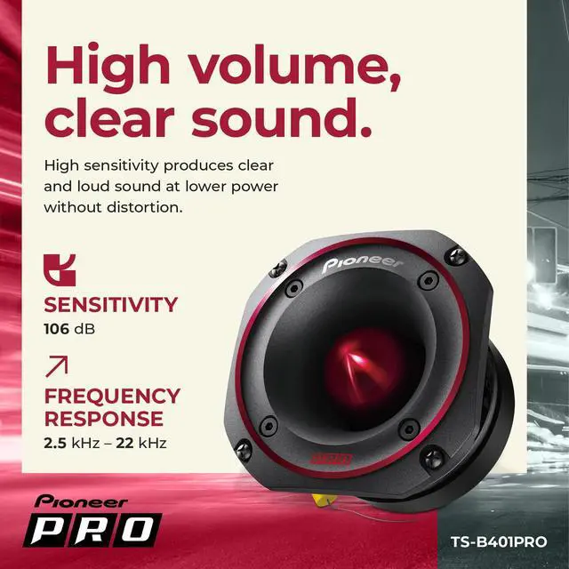 Alt view image 5 of 6 - P.R.O. Series TS-B401PRO 4" Car Tweeters 500W Max | Perfect for High-SPL Builds and Pro-Level Car Audio, Bullet Style Tweeter