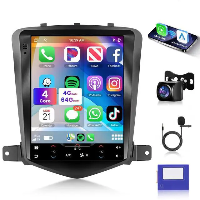 Main image of 4G+64G Android Car Radio Wireless Carplay for Chevy Cruze J300 2009-2014 Car Stereo Android Auto, 9.7 inch Touch Screen GPS Navigation 5G-WiFi BT FM/RDS EQ SWC Camera