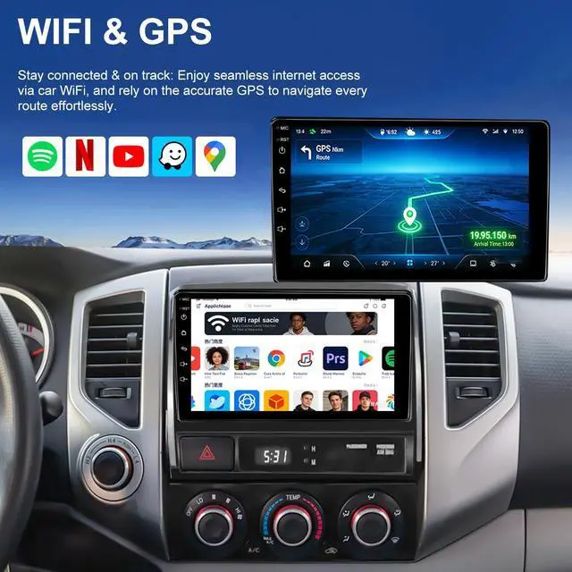 Alt view image 4 of 6 - 4G+64G Android Car Radio for Toyota Tacoma 2005-2015, 9 Inch Tacoma Stereo Upgrade Support Wireless Carplay Android Auto, Touch Screen Head Unit with GPS Navigation BT Backup Camera FM DSP SWC 5GWiFi