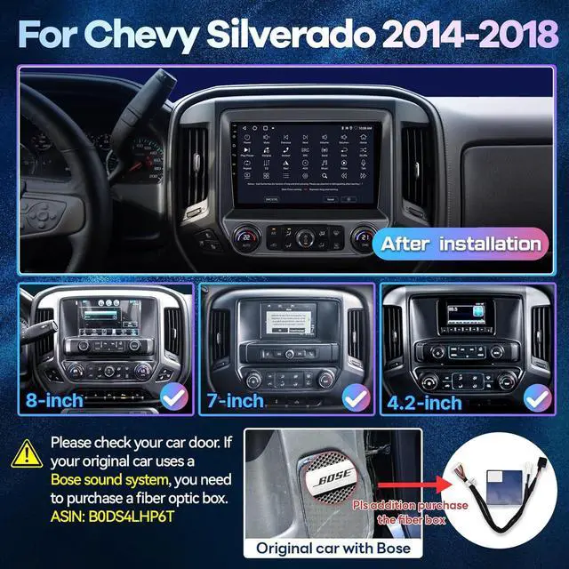 Alt view image 2 of 6 - 64GB Car Stereo Radio for Chevy Silverado GMC Sierra 2014-2018 Carplay Android Auto 10 Inch Silverado Touch Screen Head Unit SWC GPS Navigation 1080P Backup Camera