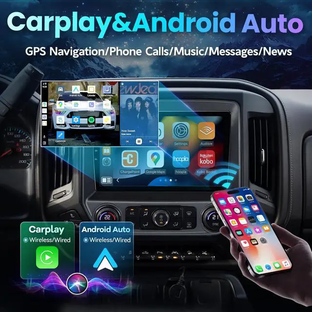Alt view image 3 of 6 - 64GB Car Stereo Radio for Chevy Silverado GMC Sierra 2014-2018 Carplay Android Auto 10 Inch Silverado Touch Screen Head Unit SWC GPS Navigation 1080P Backup Camera