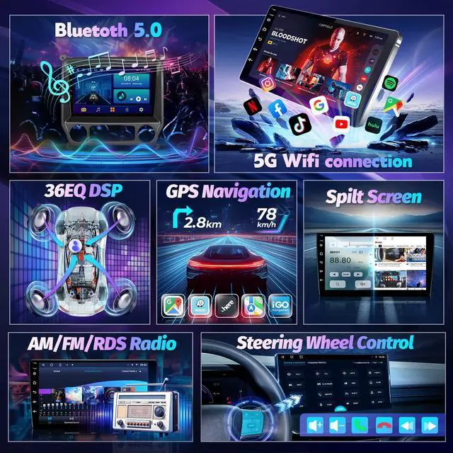Alt view image 4 of 6 - 64GB Car Stereo Radio for Chevy Silverado GMC Sierra 2014-2018 Carplay Android Auto 10 Inch Silverado Touch Screen Head Unit SWC GPS Navigation 1080P Backup Camera