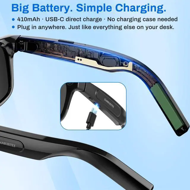 Alt view image 4 of 6 - Your First Smart Glasses Sidekick Glasses, 8MP HD Video Recording | 410mAh Battery, Object Recognition & Real-Time Translation, Camera Glasses for Outdoor Activities for Women Men, Black